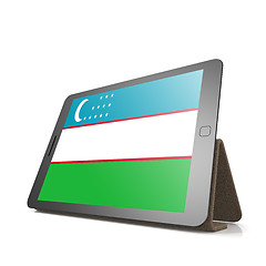 Image showing Tablet with Uzbekistan flag