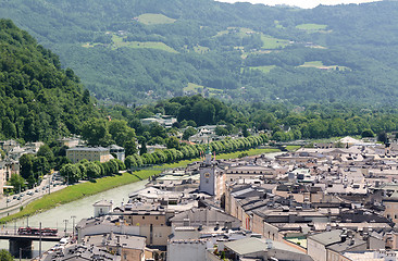 Image showing Salzach river and Salzburg Old Town