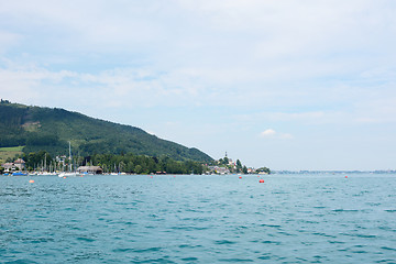 Image showing View from Kammersee of the marina and village beyond