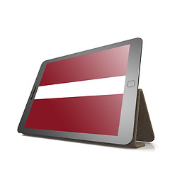 Image showing Tablet with Latvia flag