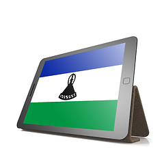 Image showing Tablet with Lesotho flag