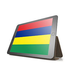 Image showing Tablet with Mauritius flag