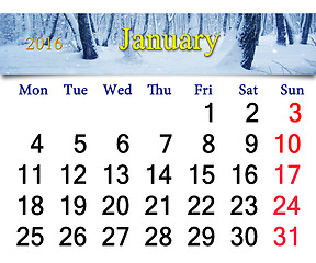 Image showing calendar for January 2016