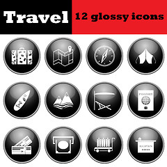 Image showing Set of travel glossy icons