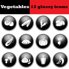 Image showing Set of vegetables glossy icons