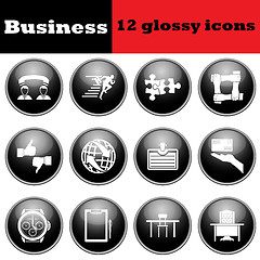 Image showing Set of business glossy icon