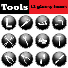 Image showing Set of tools glossy icons