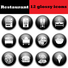 Image showing Set of glossy restaurant icons