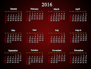 Image showing claret calendar for 2016 American variant