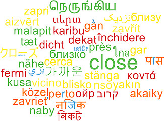 Image showing Close multilanguage wordcloud background concept