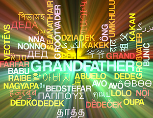 Image showing Grandfather multilanguage wordcloud background concept glowing