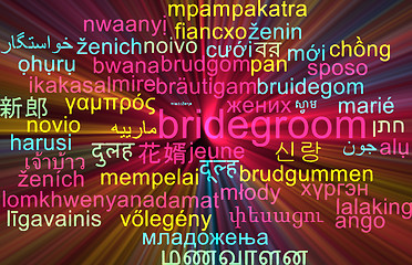 Image showing Bridegroom multilanguage wordcloud background concept glowing
