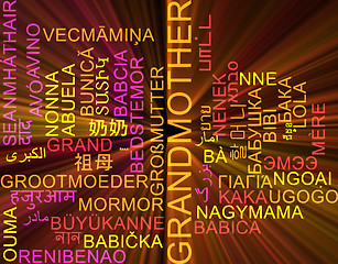 Image showing Grandmother multilanguage wordcloud background concept glowing