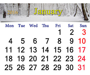 Image showing calendar for January 2016