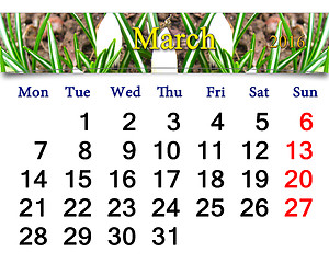 Image showing calendar for March of 2015 year