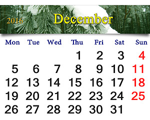 Image showing calendar for December 2016 with winter landscape