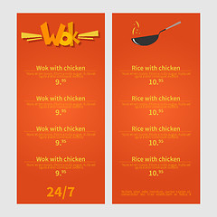 Image showing Wok menu. Template menu of  wok restaurant. Flat style illustration