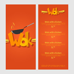 Image showing Wok menu. Template menu of  wok restaurant. Flat style illustration