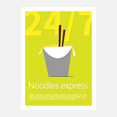 Image showing Noodles restaurant poster. Template poster of  noodles restaurant. Flat style illustration