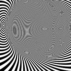 Image showing Pattern with optical illusion. Black and white background. 