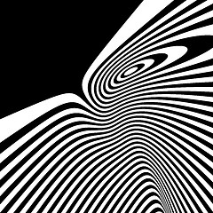 Image showing Pattern with optical illusion. Black and white background. 