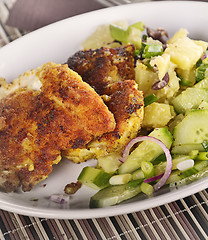 Image showing Chicken Schnitzel With Vegetables