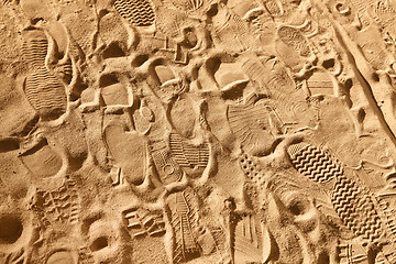 Image showing footwear prints on sand