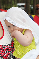 Image showing little baby in white mantlet