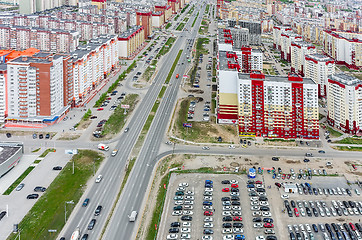 Image showing Bird eye view on Permyakova street. Tyumen. Russia