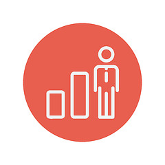 Image showing Businessman and graph thin line icon