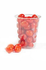 Image showing Red cherry tomatoes in plastic packaging