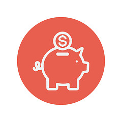 Image showing Piggy bank and dollar coin thin line icon