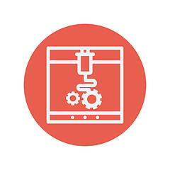 Image showing Three D printer with infographic design thin line icon