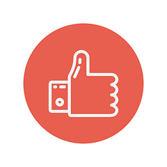 Image showing Thumbs up thin line icon