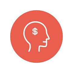 Image showing Head with dollar symbol thin line icon