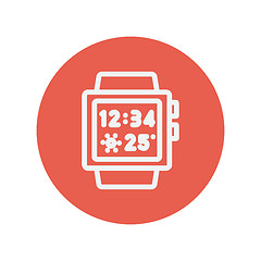 Image showing Trendy smartwatch thin line icon