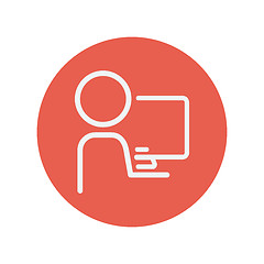 Image showing Man working in computer thin line icon
