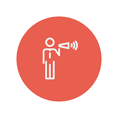 Image showing Man with megaphone thin line icon