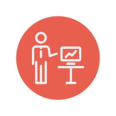 Image showing Businessman presentation thin line icon