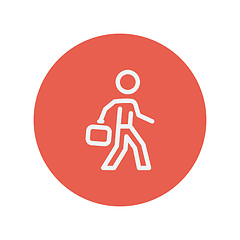 Image showing Man walking with briefcase thin line icon