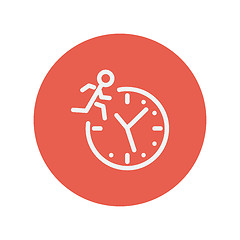 Image showing Man running on time thin line icon