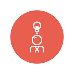 Image showing Businessman with ideas thin line icon