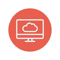Image showing Monitor with cloud thin line icon