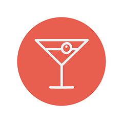 Image showing Cocktail drink with cherry thin line icon