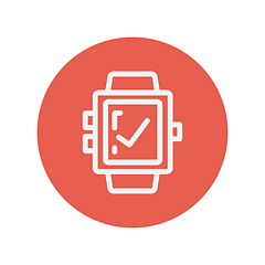 Image showing Smartwatch with checj sign thin line icon