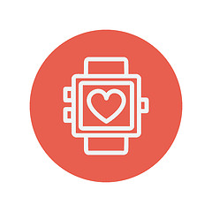 Image showing Wristwatch with heart display thin line icon