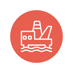 Image showing Offshore oil station thin line icon