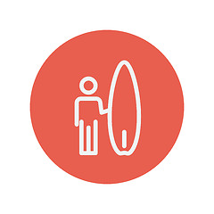 Image showing Wakeboarder thin line icon