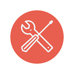 Image showing Screw driver and wrench tools thin line icon