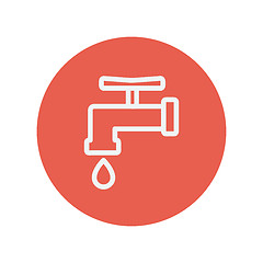 Image showing Faucet with water drop thin line icon